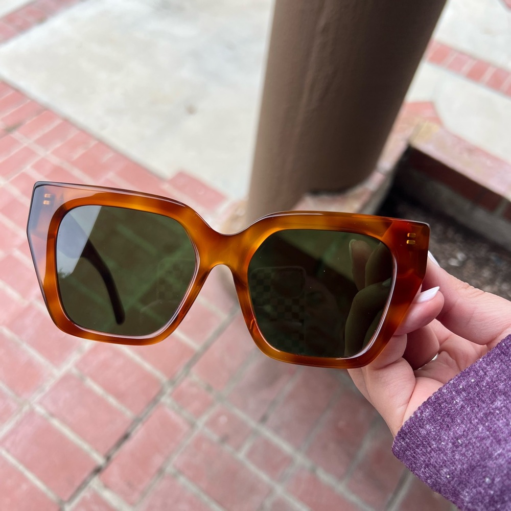 Clare V Brown and Green Oversized Square Glasses